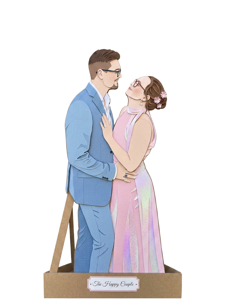Pappfiguren von Merle und Marius